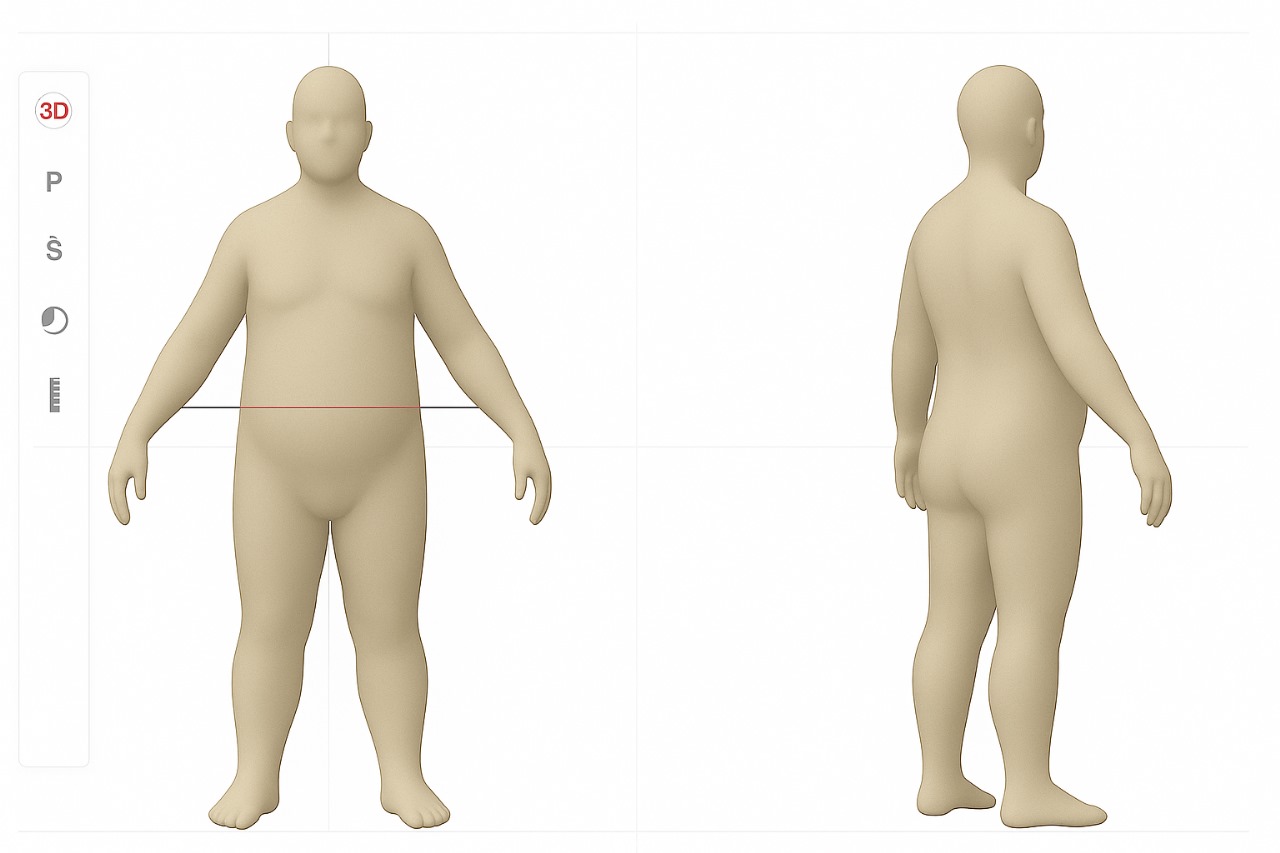 Patient reviewing 3D body scan results with a provider during a weight loss visit
